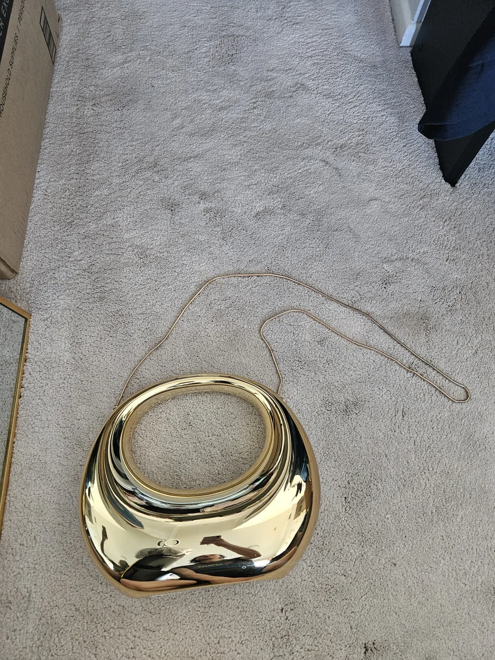 Gold Metallic Spiral Crossbody Bag - Elegant Women’s Evening Hand Bag